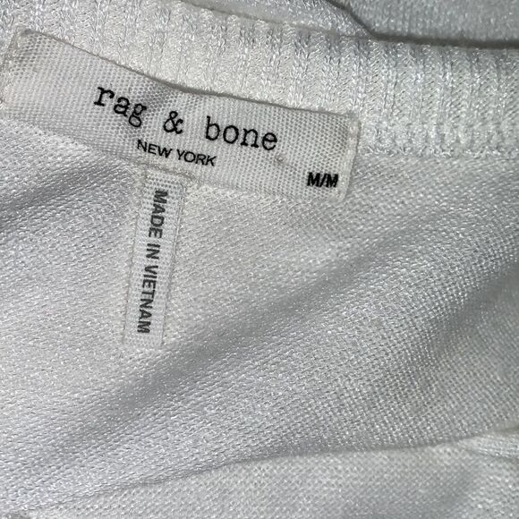 Rag and Bone The Knit Open Back Tee Shirt in White | Size M - Picture 7 of 9